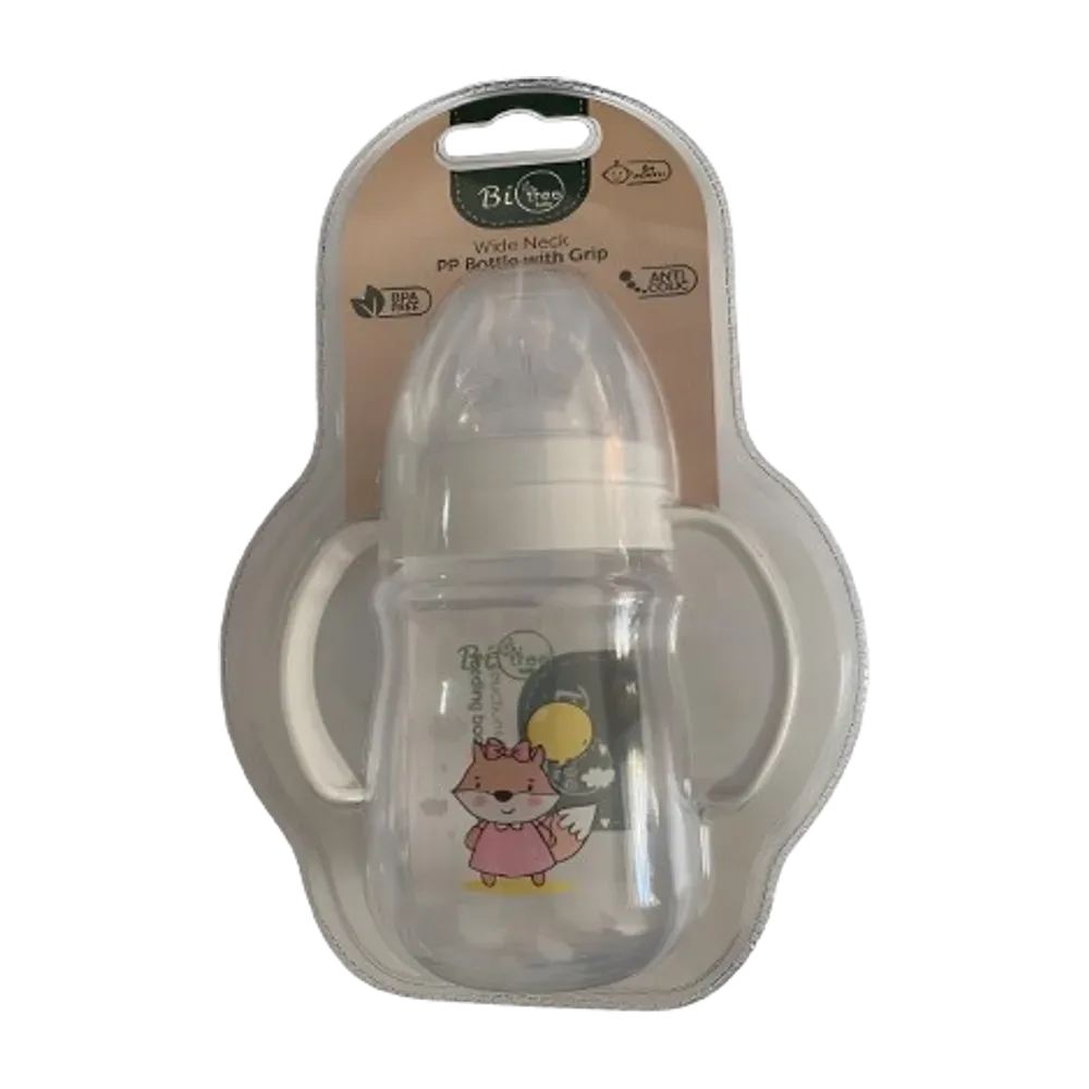 Wide Neck PP Bottle with Grip 150ml 6+Months (Bio Tree)