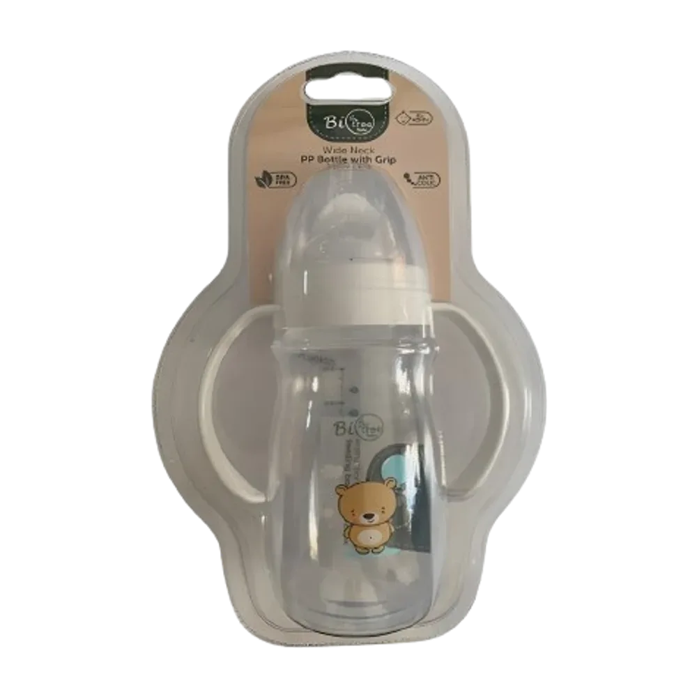Wide Neck PP Bottle with Grip 250ml 6+ Months (Bio Tree)