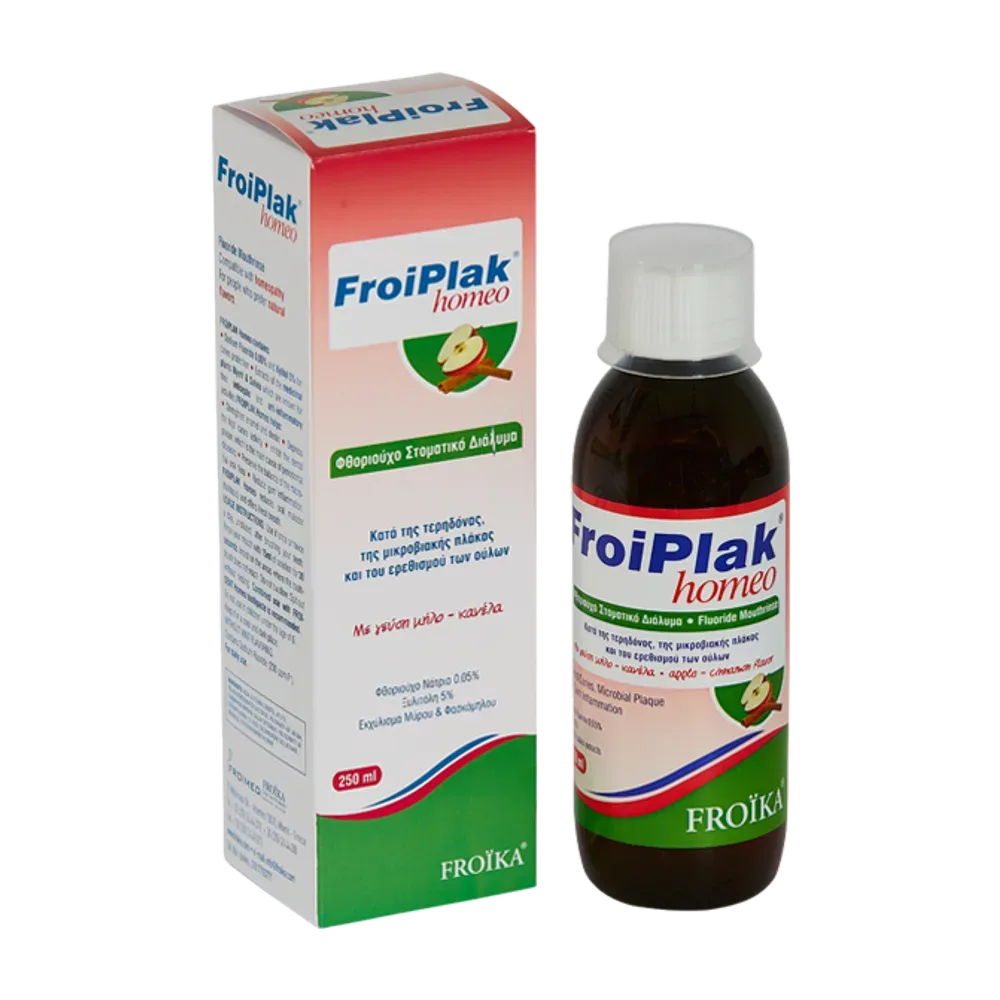 Froiplak Homeo Fluoride Mouthrinse Apple-Cinnamon flavor 250ml
